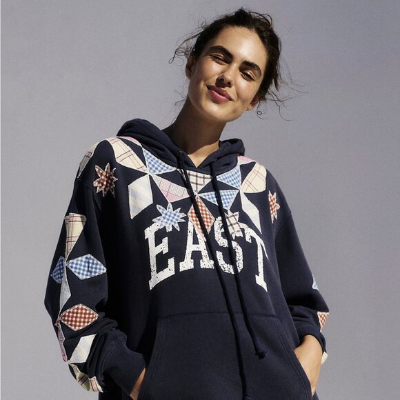 Free People Saint Sweatshirt, New Size Small, Blue Combo - Picture 3 of 6